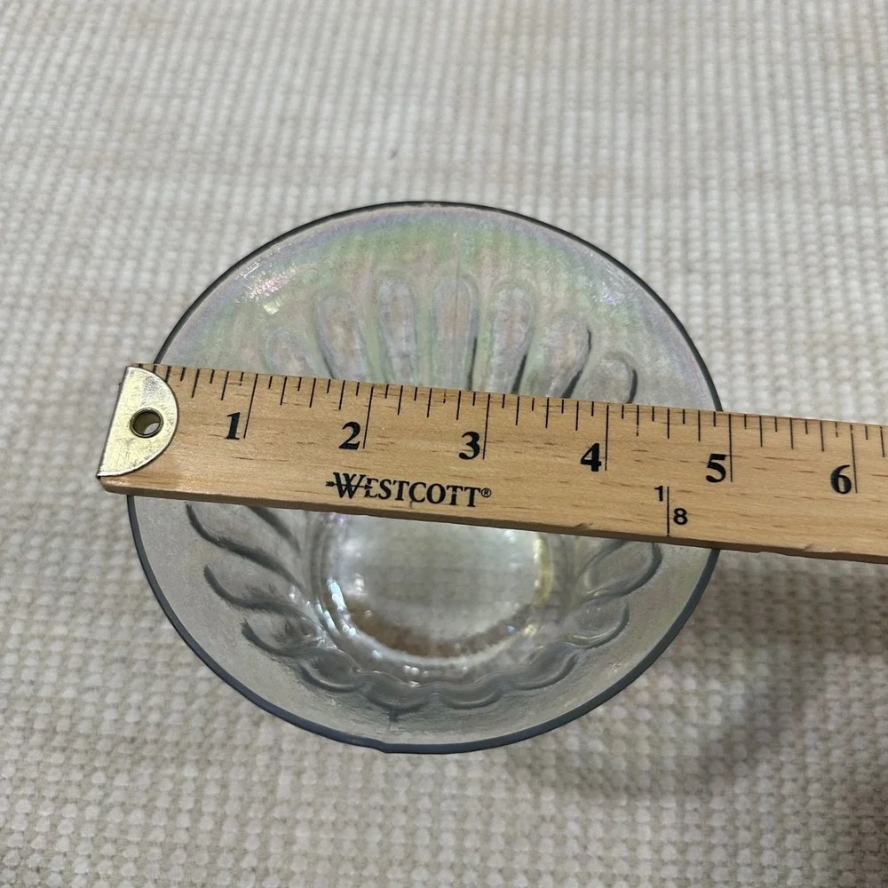 Anthropologie‎ Lustrous Canister Iridescent Fluted Glass Gold Lid 6.5